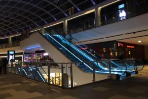 The Light Lab | St James Quarter | bespoke escalator lighting - Glowline | Custom retail lighting