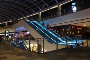 The Light Lab | St James Quarter | bespoke escalator lighting - Glowline | Custom retail lighting