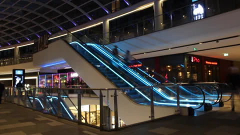 The Light Lab | St James Quarter | bespoke escalator lighting - Glowline | Custom retail lighting