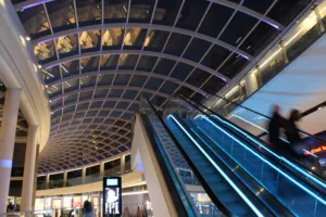 The Light Lab | St James Quarter | bespoke escalator lighting - Glowline | Custom retail lighting