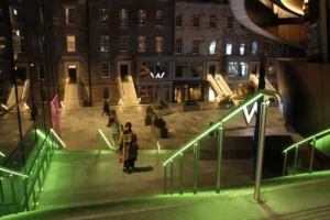 St James Quarter Edinburgh | Bespoke retail lighting | Custom Glowrail LED handrail RGBW | The Light Lab