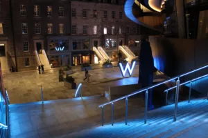 St James Quarter Edinburgh | Bespoke hospitality lighting | Glowrail LED handrail | The Light Lab