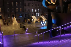 St James Quarter Edinburgh | Bespoke retail lighting | Custom Glowrail LED handrail RGBW | The Light Lab