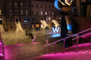 St James Quarter Edinburgh | Bespoke retail lighting | Custom Glowrail LED handrail RGBW | The Light Lab