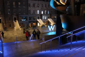 St James Quarter Edinburgh | Bespoke retail lighting | Custom Glowrail LED handrail RGBW | The Light Lab