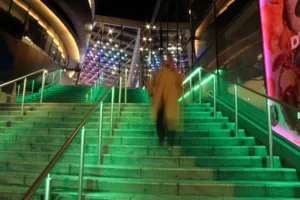 St James Quarter Edinburgh | Bespoke retail lighting | Custom Glowrail LED handrail RGBW | The Light Lab