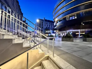 St James Quarter Edinburgh | Bespoke retail lighting | Custom Glowrail LED handrail public realm external | The Light Lab