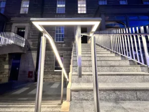 St James Quarter Edinburgh | Bespoke retail lighting | Custom Glowrail LED handrail public realm external | The Light Lab