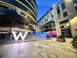 St James Quarter Edinburgh | Bespoke retail lighting | Custom Glowrail LED handrail RGBW | The Light Lab