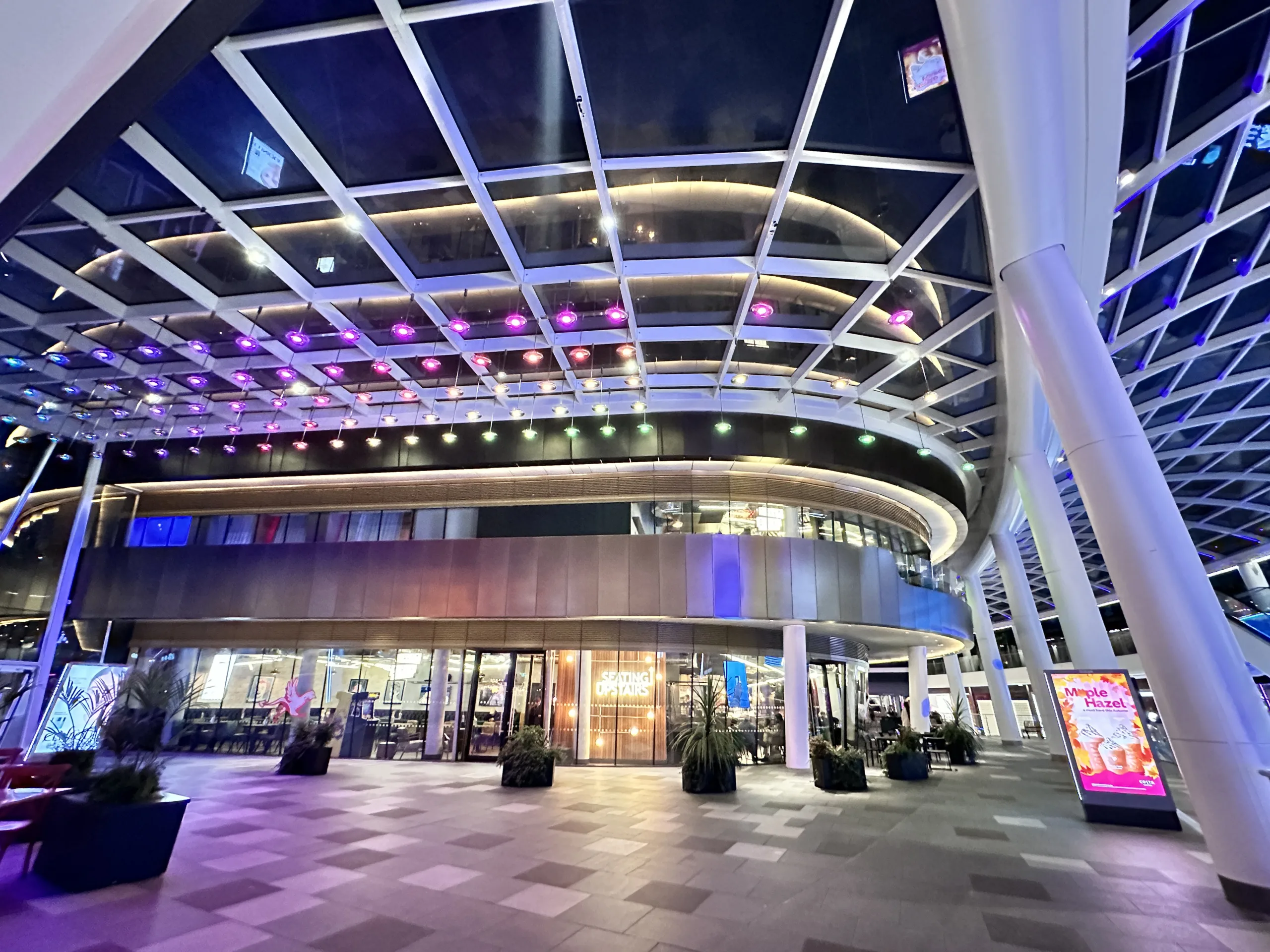 St James Quarter, Edinburgh | Bespoke retail lighting | custom illuminated ceiling pendants | The Light Lab