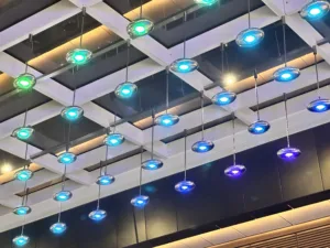 The Light Lab | St James Quarter | Luminosity bespoke ceiling feature pendants | Custom retail lighting