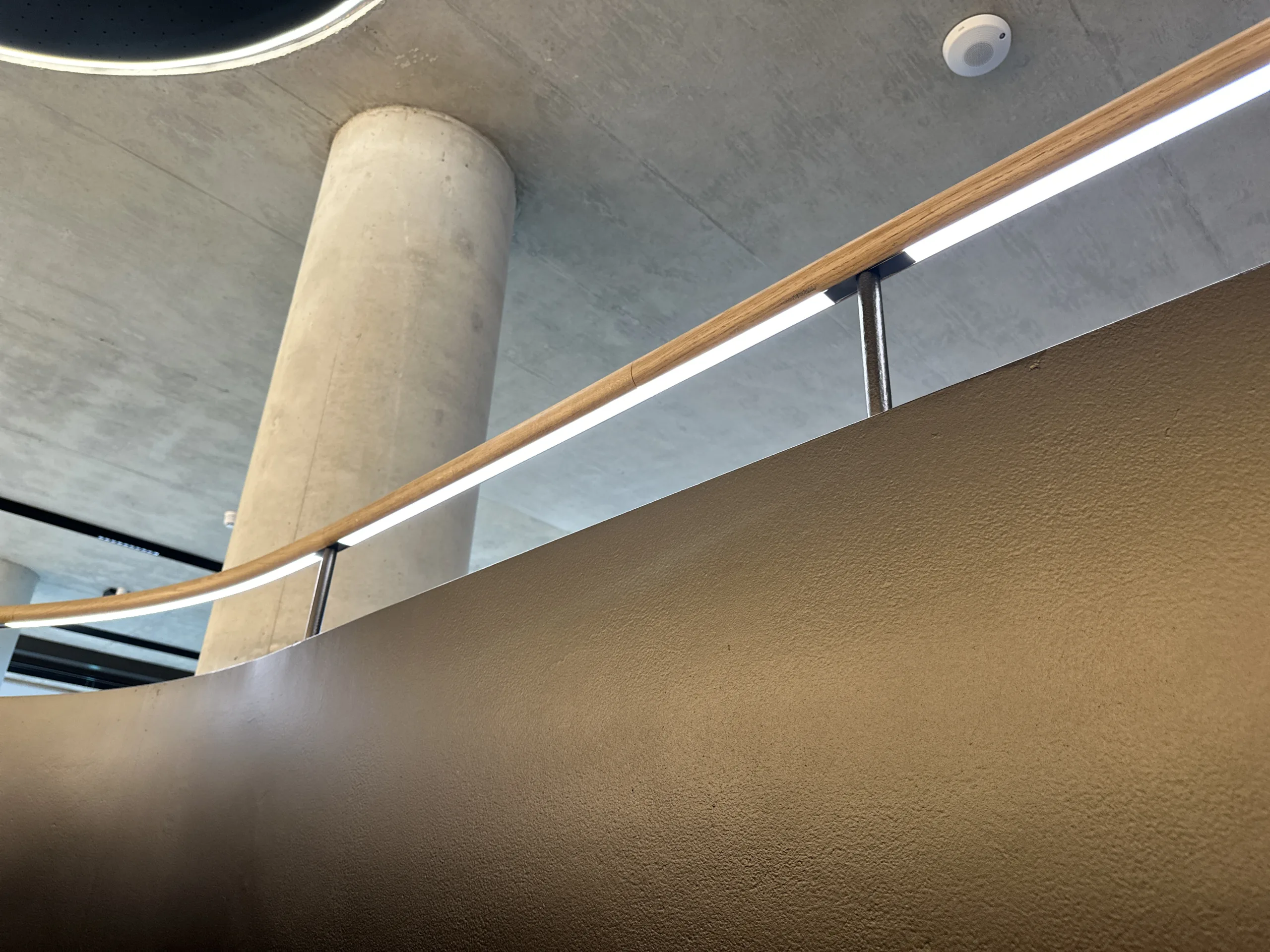 Glowrail LED handrail, timber finish, 11 Belgrave Road, The Light Lab, bespoke commercial lighting